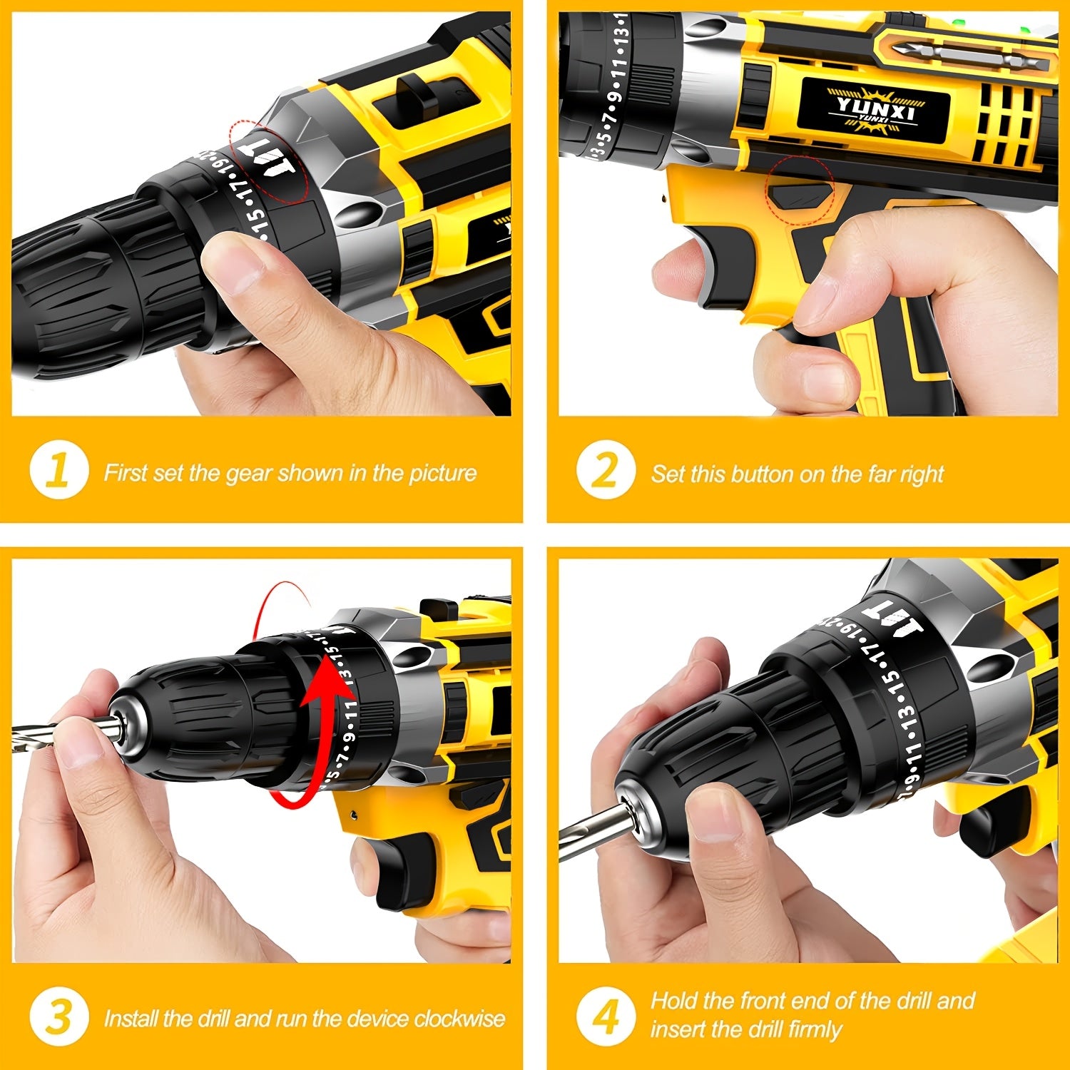 Taladro | Nueva Taladro Eléctrico Inalámbrico. Taladro Brushless Doméstico con Batería de Litio (Opcional). Destornillador Eléctrico Recargable.
