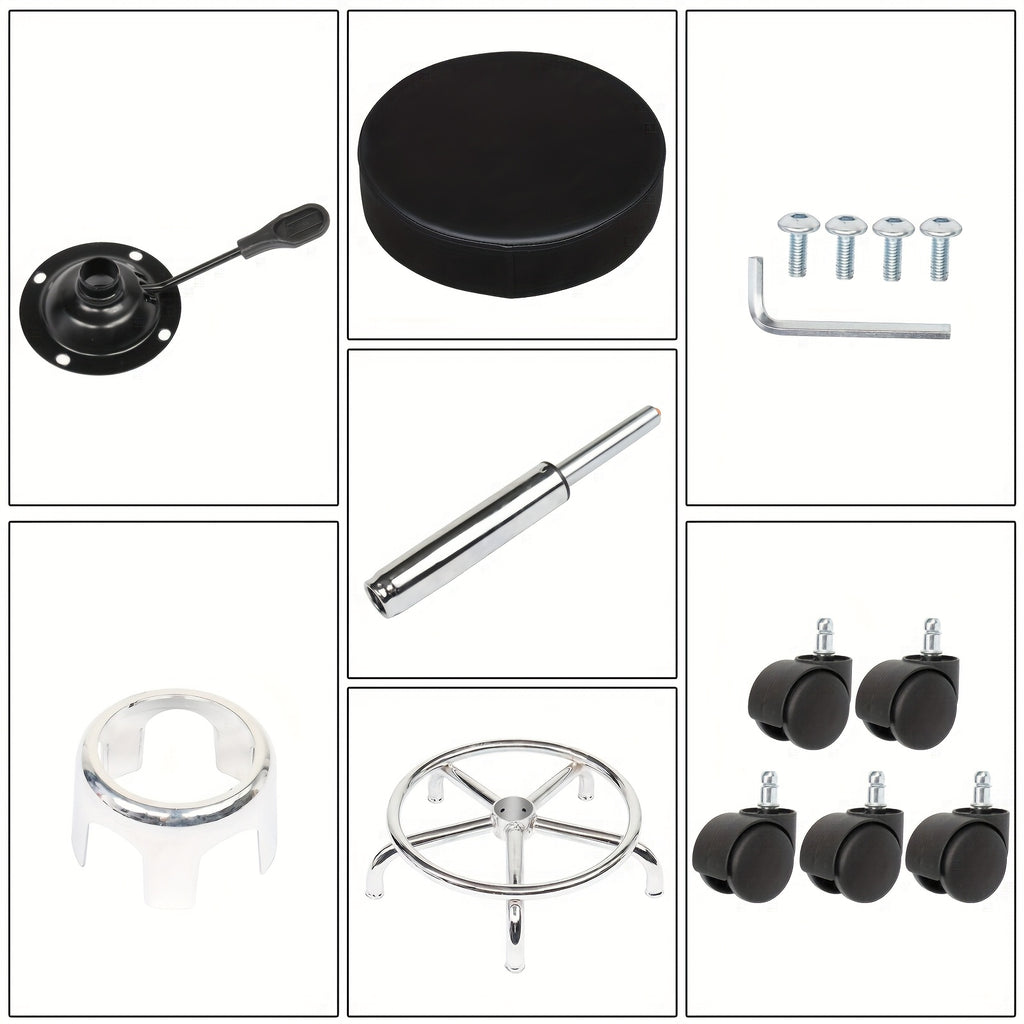 Taburete Negro Giratorio con Reposapiés Ergonómico Ajuste de Altura de Trabajo de Oficina Silla de Masaje para Spa Salón de Tatuajes Clínica Dental Belleza