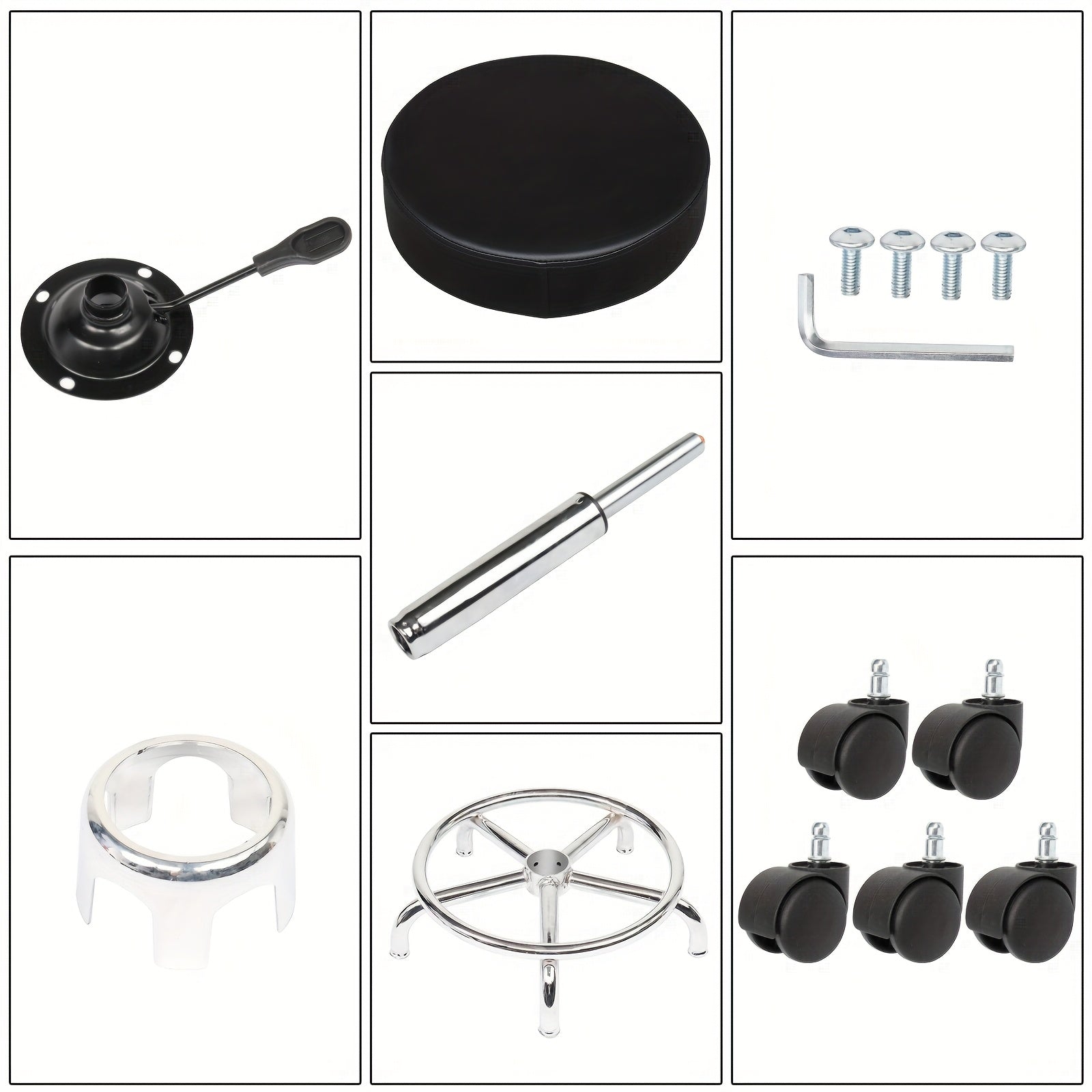 Taburete Negro Giratorio con Reposapiés Ergonómico Ajuste de Altura de Trabajo de Oficina Silla de Masaje para Spa Salón de Tatuajes Clínica Dental Belleza