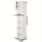 1pc Estantería con 6 Compartimentos, Estantería Cúbica Independiente, Estantería Vertical, Estante de Oficina, Estante de Almacenamiento, Estante para Archivos, Hecho de Material de Madera, 30x158,5x24 cm (Ancho x Alto x Grosor)