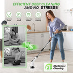Cepillo de limpieza 9 en 1, cepillo de limpieza eléctrico recargable potente con pantalla digital, mejora de 2026, 3 velocidades ajustables, mango de extensión retráctil, más de 90 minutos de tiempo de funcionamiento, limpiador eléctrico potente para baño