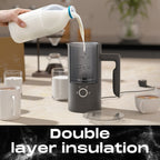 SUPERLEX Espumador de Leche Automático de 500 W con Función de Calentamiento - Espumador de Leche Eléctrico para Capuchino y Latte, Capacidad de 300 ml, Cámara Interior de Acero Inoxidable, Compacto