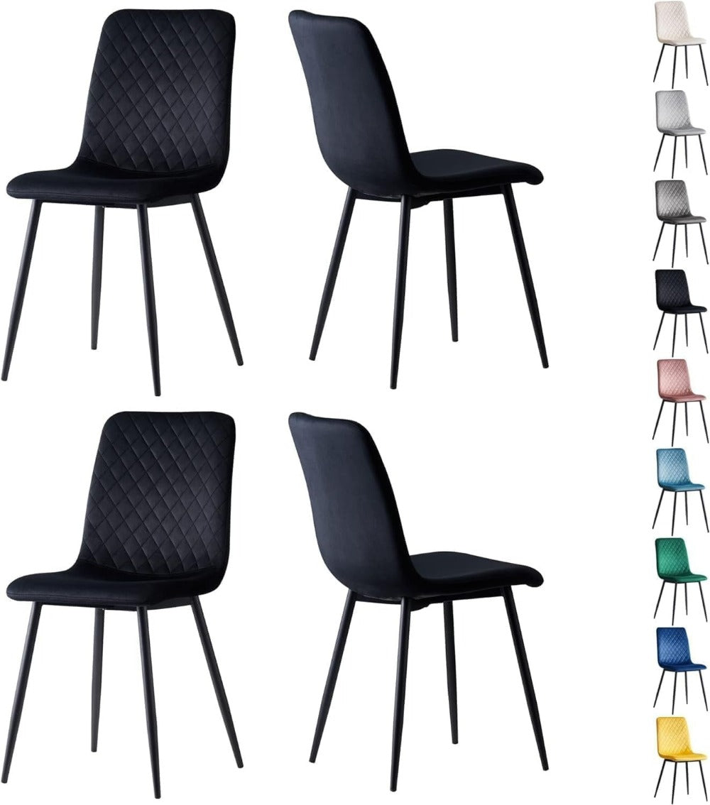 Sillas de comedor MCC Direct en conjunto de 4 piezas Hechas de terciopelo, patas de metal, sillas Lexi, sillas de diseño