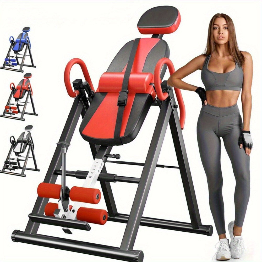 Mesa de Inversión de Gravedad de Alta Resistencia con Reposacabezas y Cinturón de Seguridad Ajustable - Estirador de Espalda para Alivio del Dolor, Relajación Muscular | Diseño Plegable que Soporta Hasta 136.08 KG