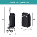 Carrito Compra Plegable de Aluminio, Carro de la compra plegable, tela Oxford bolsa, bolsa de la compra extraíble con ruedas, Carro de la Compra 6 Ruedas con Bolsa Oxford Desmontable, 88 x 33 x 27 cm, 23L.
