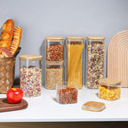 Almacén local, juego de 3/6 tarros de cristal para almacenar alimentos, recipientes de cristal transparente con tapa, botes para almacenar alimentos, tarros para especias, botes para té floreciente, café y azúcar, tarros herméticos de cocina de 24oz/51oz/