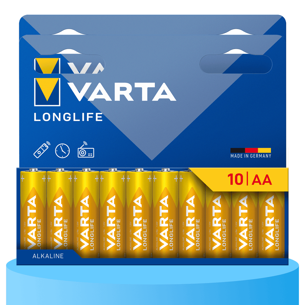 Pilas | Pilas AA Alcalinas de Alto Rendimiento, VARTA Longlife, Ultra Larga Duración, Energía Continua, Ideal para Controles Remotos, Juguetes