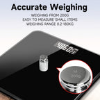 Báscula Inteligente para Peso Corporal, Báscula de Baño de Alta Precisión - Capacidad de 181.44 KG, Tecnología Step-On, Pantalla LCD - Alternación Entre Tres Unidades (St/Lb/Kg) - Plataforma Grande de 25.4cm (Sin Batería)
