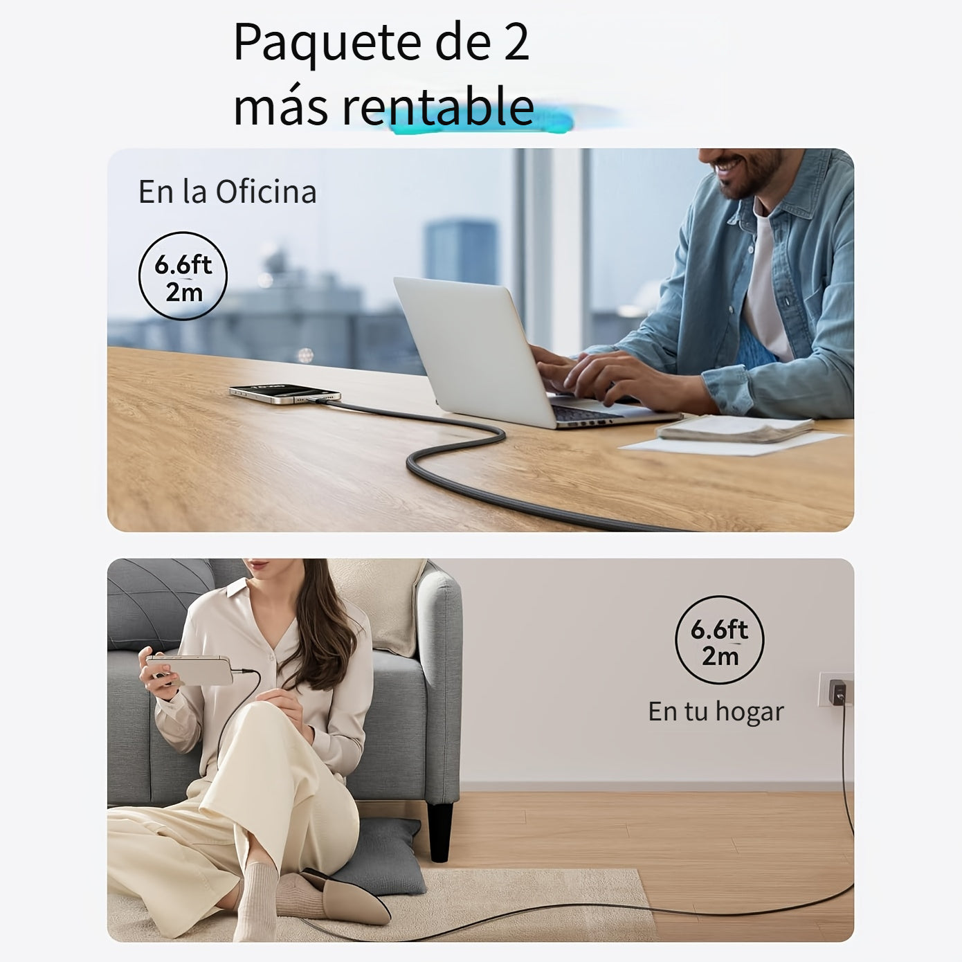 Cable USB-C de carga rápida 240W para móvil tableta y portátil | 240W y 201.17 cm