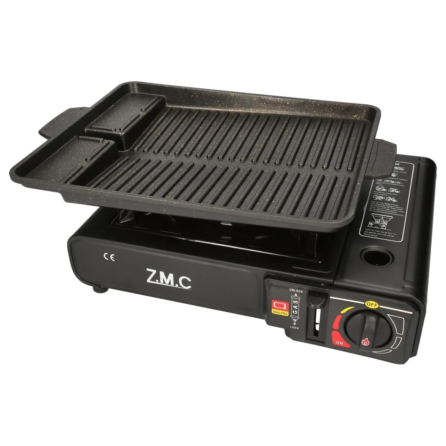 ZMC Estufa de Camping de 1 Quemador 2.2 kW con Encendido Piezoeléctrico, Adaptador para GLP y Estuche de Transporte – Estufa Portátil de Acero Inoxidable para Camping, Exteriores, Jardín, Balcón y Cocina de Emergencia en Interiores | Diseño Robusto, Contr