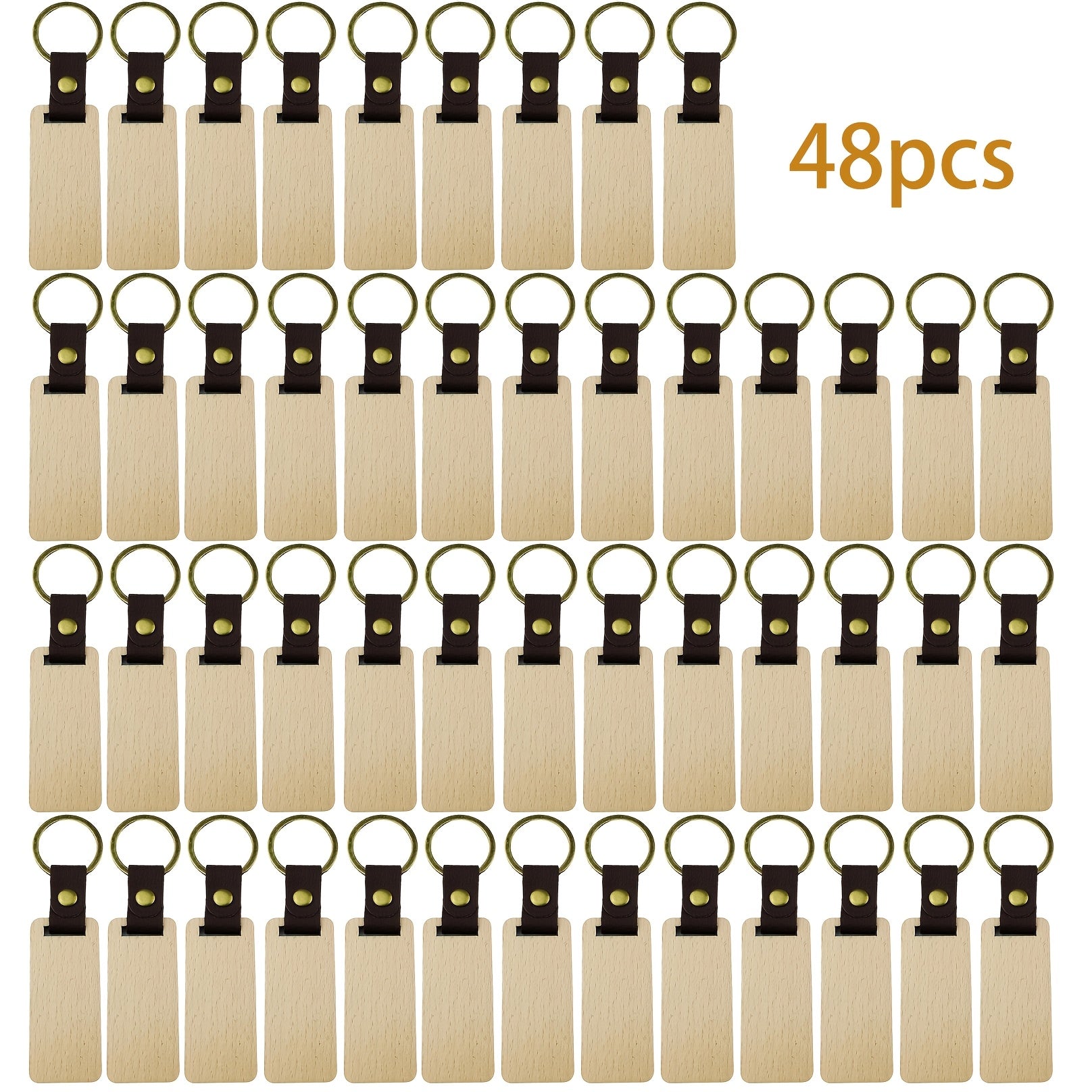 Dofiki 24/48/98 piezas de llaveros de madera de haya en blanco para diversas decoraciones de llaves, pintura, colgantes para proyectos de bricolaje, regalos festivos