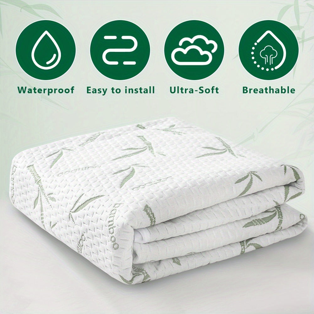 1 protector de colchón de aire 3D de bambú ultrasuave e impermeable - Sábana ajustable transpirable y refrescante, cubierta de colchón adecuada para colchones de hasta 30 cm, perfecta para dormitorios, habitaciones de invitados, residencias y apartamentos