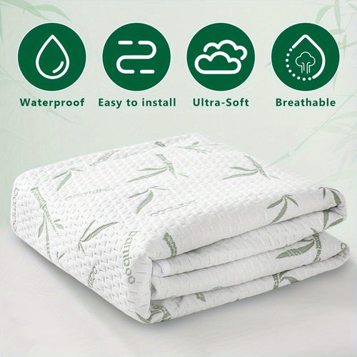 1 protector de colchón de aire 3D de bambú ultrasuave e impermeable - Sábana ajustable transpirable y refrescante, cubierta de colchón adecuada para colchones de hasta 30 cm, perfecta para dormitorios, habitaciones de invitados, residencias y apartamentos