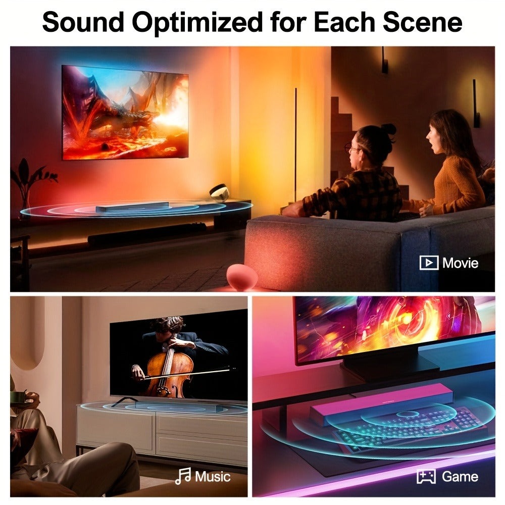 ULTIMEA Barra de sonido 2.1 canales para TV, Barra de sonido compacta para cine en casa con Bluetooth 5.3, Barra de sonido con subwoofer con cable, 160W de potencia máxima, Realce de graves, Incluye control remoto, Barra de sonido ultrafina Nova S40 (Reno