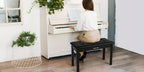 Banqueta para Piano MUSTAR de 74 cm con Almacenamiento - Taburete de Madera Maciza, Tapizado en Piel Sintética Suave y Compartimento Abatible para Teclados Digitales, Decoración del Hogar, Banqueta de Tocador -