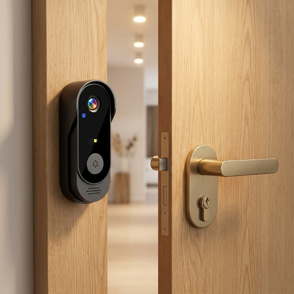 1 Timbre de video inteligente sin varillas, videoportero bidireccional con visión nocturna por infrarrojos, grabación con un toque y comunicación de audio bidireccional. Ideal para vigilancia del hogar, villas y apartamentos. El regalo perfecto para perso