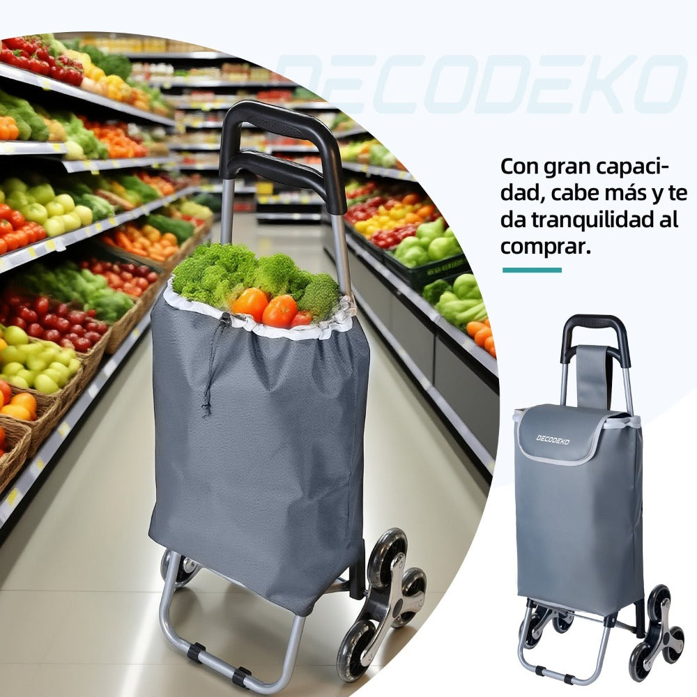 Carrito Compra Plegable de Aluminio, Carro de la compra plegable, tela Oxford bolsa, bolsa de la compra extraíble con ruedas, Carro de la Compra 6 Ruedas con Bolsa Oxford Desmontable, 88 x 33 x 27 cm, 23L.