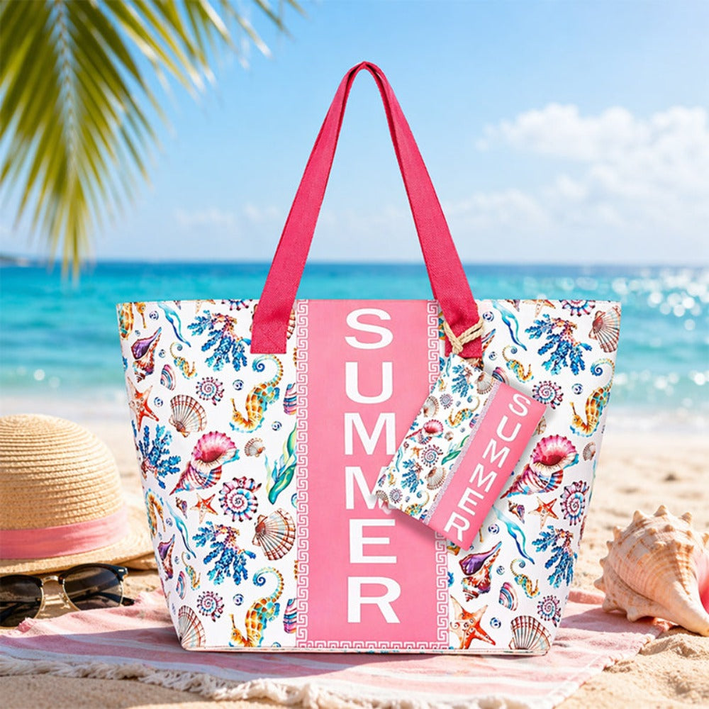 Bolso Tote de Playa con estampado veraniego, amplio y espacioso, bolso de gran capacidad para mujer, ideal para playa, piscina, viajes y uso diario