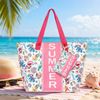 Bolso Tote de Playa con estampado veraniego, amplio y espacioso, bolso de gran capacidad para mujer, ideal para playa, piscina, viajes y uso diario