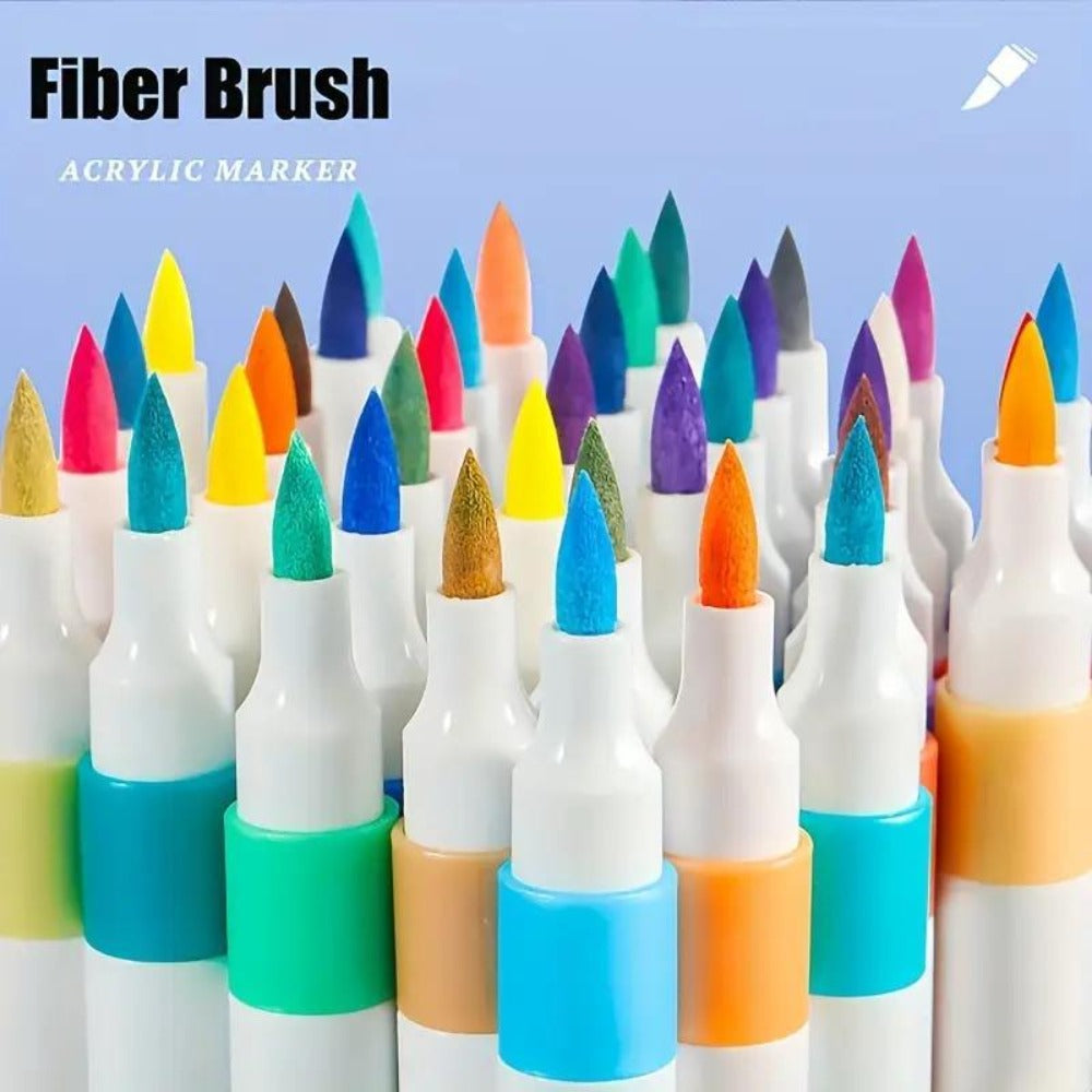 Rotuladores de pintura acrílica de 120 colores - Marcadores acrílicos multicolor, pinceles de pintura acrílica, rotuladores acrílicos para piedras, impermeables, juego de rotuladores acrílicos de punta de pincel, de secado rápido, ideales para pintar pied