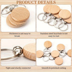 100 Llaveros de Madera Natural | Llaveros en Blanco Grabados con Anillos de Metal, Material de Madera Artesanal Color Caqui Clásico, Ideal para Regalos de Pascua, Día de San Valentín, Día de la Independencia, Carnaval, Llaveros Lindos, Diseño Fácil, Super