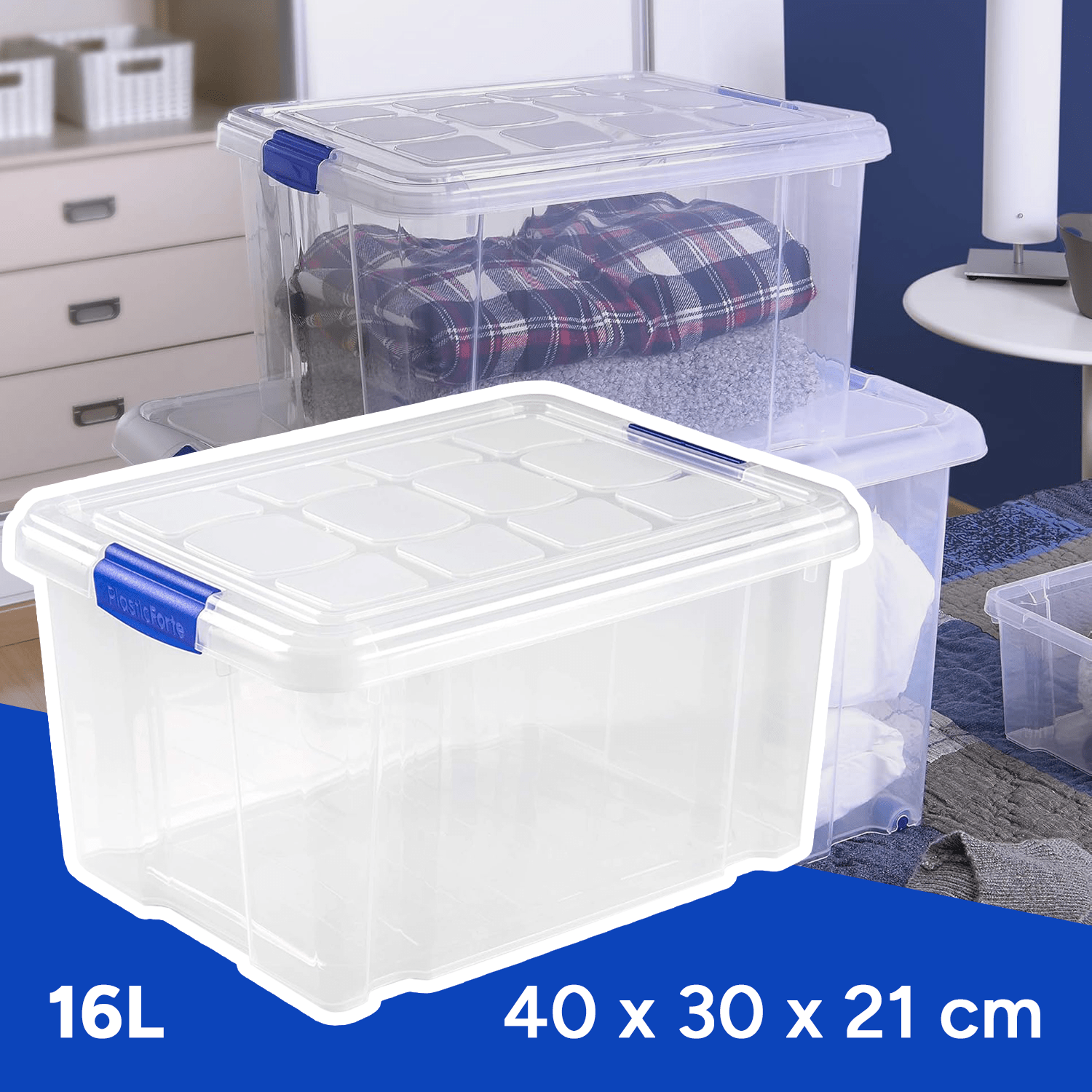 Caja Almacenamiento plástico para Guardar y Ordenar Juguetes, Libros, Documentos, Ropa, Mantas. Cierre Hermético, Gran Capacidad y Resistencia - Dekohome