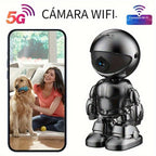 Cámara de Robot para Smartphone HD de 3MP, Cámaras Interiores con Audio y Video, Cámaras de Seguridad Inalámbricas para Interiores y Exteriores, Cámara para Mascotas para Gato Perro, Cámara de Vigilancia de 360 Grados con Visión Nocturna para Dormitorio,