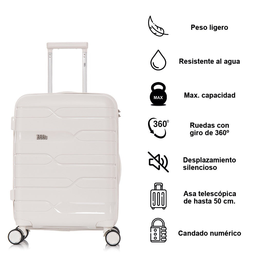 Maleta de cabina de 55x38x22cm (44L) de polipropileno - Candado incorporado - 20 pulgadas