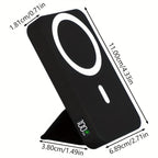Batería Magnética, Cargador Inalámbrico Portátil Magnético Plegable de 10000Mah con Soporte y USB-C (Laterales), Exclusivo para iPhone 15/15 Plus/15 Pro/15 Pro Max, para iPhone 14/13 Serie