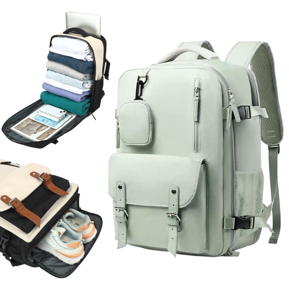 Mochila de Viaje para Cabina de Avion 43x30x18 para Vuelo Barato, Equipaje de Mano y Espaciosa con Compartimento para Zapatos y Mochila Antirrobo Multifuncional para Viajes (266)