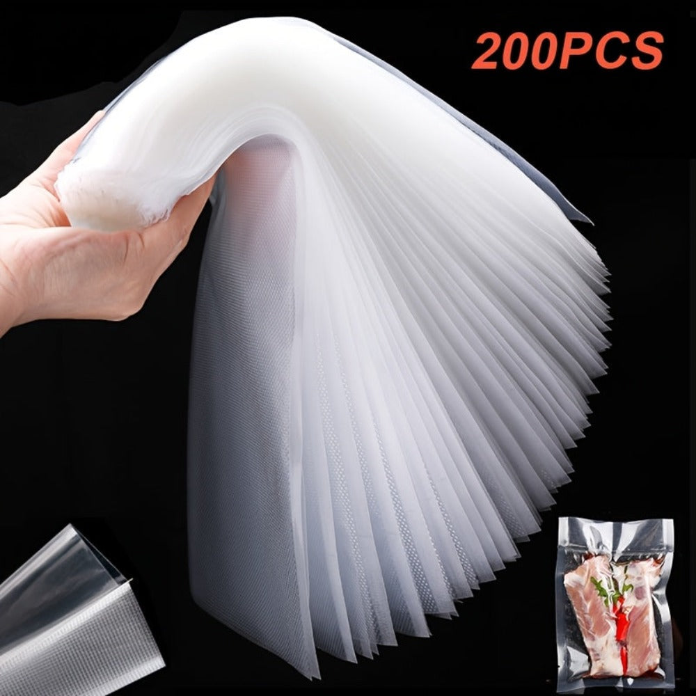 200 Bolsas para Sellador al Vacío | Patrón de Malla, Resistentes a la Humedad y a los Insectos, Mantienen Frutas, Verduras y Bistecs Frescos Más Tiempo, Compatibles con Todos los Selladores al Vacío, Material Plástico, Almacenamiento de Cocina, Navidad, A