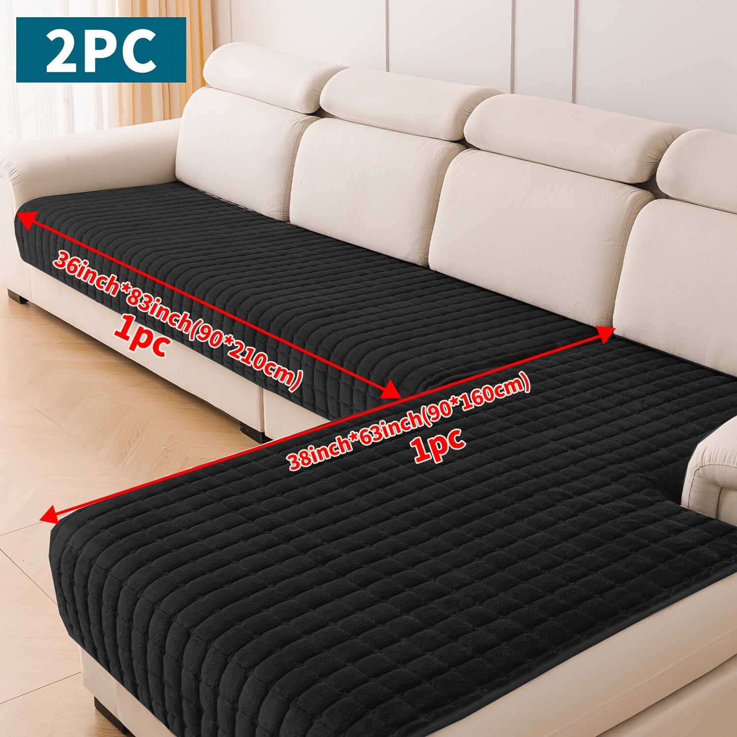 2 Piezas de Fundas Elegantes para Sofá Acolchadas en Franela - Protectores Muebles Suaves y Duraderos, Para Todo Clima, Amigables con las Mascotas, Lavable a Máquina para Sala, Dormitorio u Oficina | Textura Acolchada | Tapicería suave