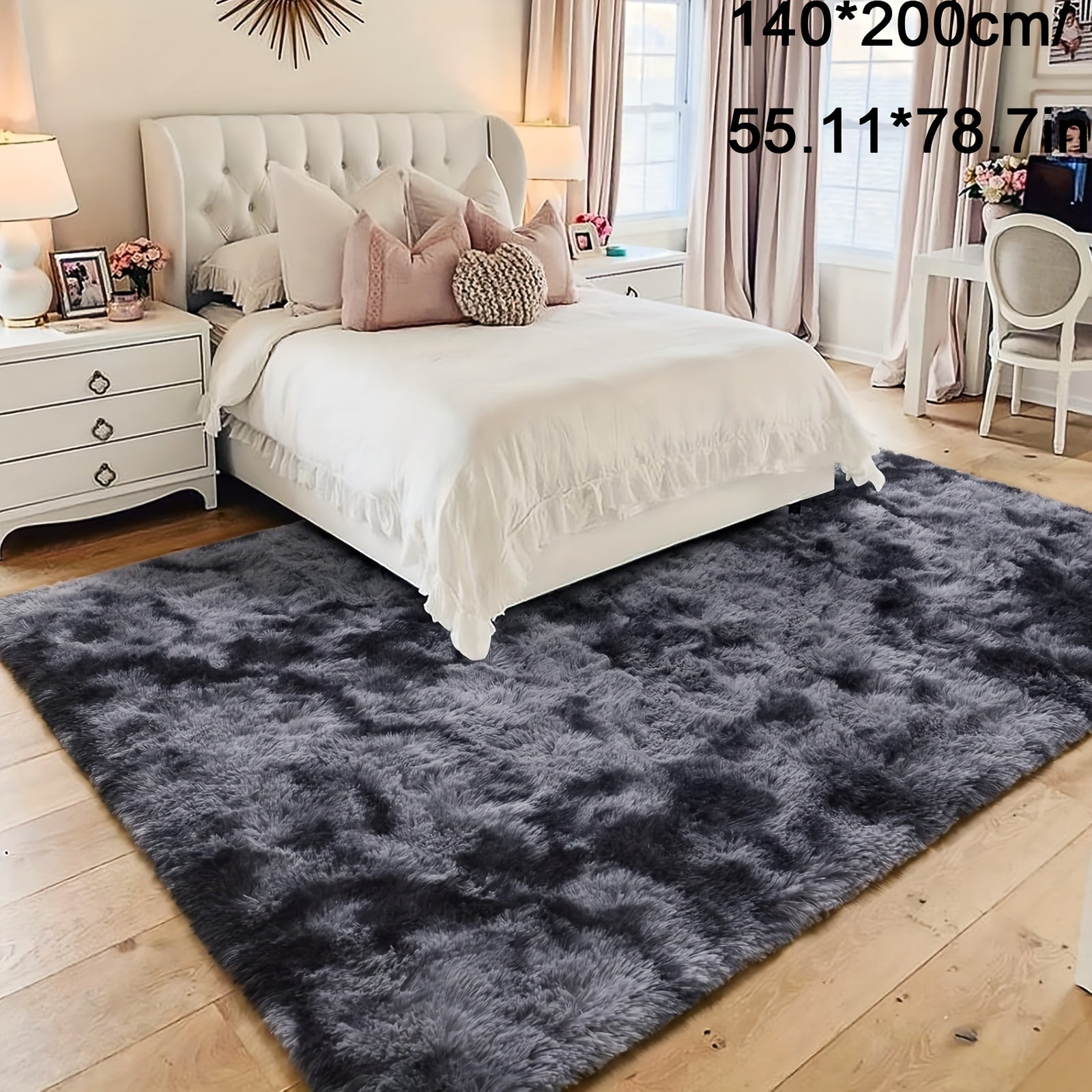 1pc alfombra de felpa suave, alfombra antideslizante, alfombra para cabecera, tapete tie dye para sala, decoración del hogar, colchoneta para mascotas, alfombra para dormitorio o sala, ideal para decoración navideña y Halloween
