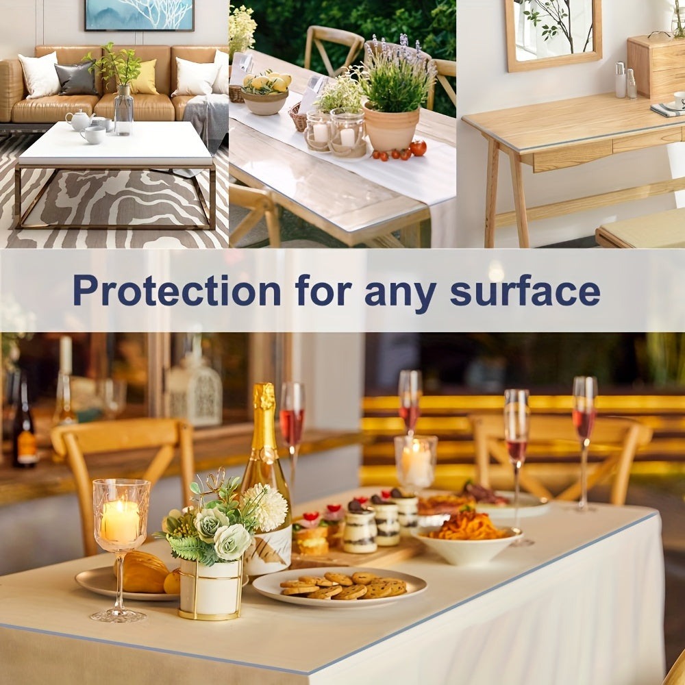 1pc Mantel de PVC Alta Calidad, 2mm Transparente Resistente al Calor Lavable para Mesa Rectangular, Cocina y Exteriores - Duradero y Fácil de Limpiar, Cubierta Moderna para Mesa de Comedor