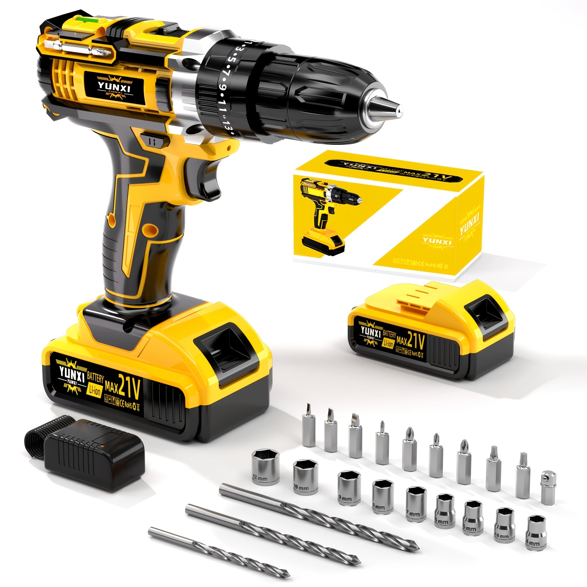 Taladro | Nueva Taladro Eléctrico Inalámbrico. Taladro Brushless Doméstico con Batería de Litio (Opcional). Destornillador Eléctrico Recargable.