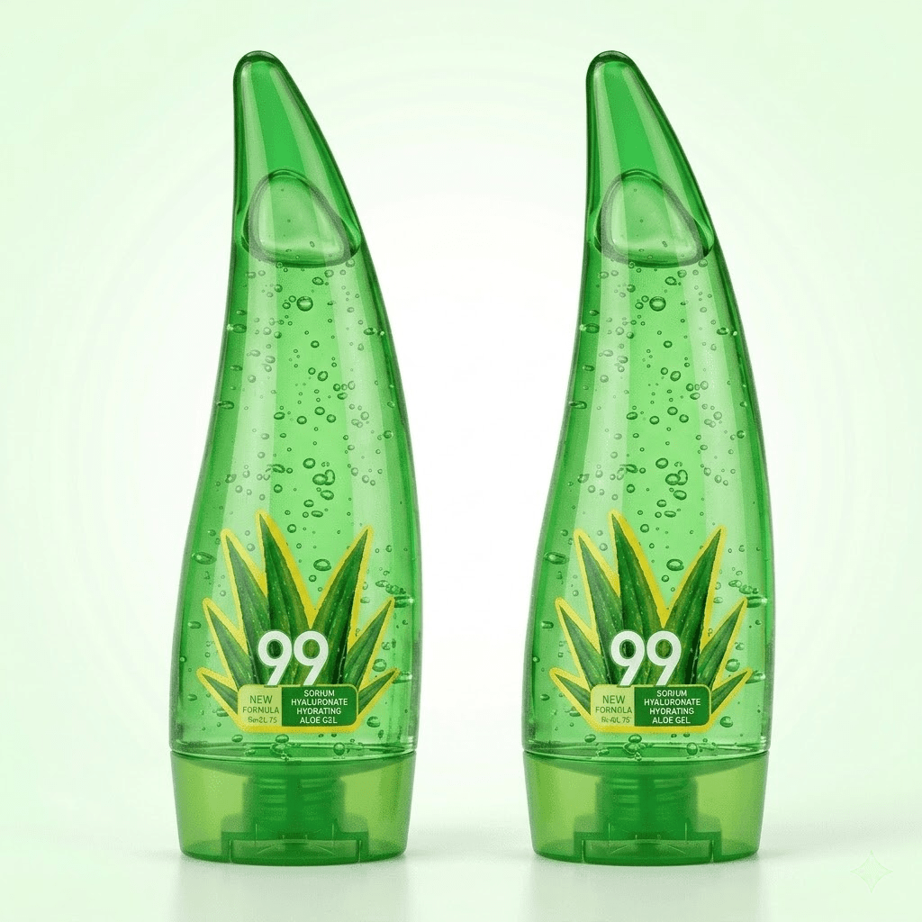 Gel de Aloe Vera 99% de 120 g, Cuidado de la Piel Hidratante Profundo y Calmante, Botella Bonita con Forma de Hoja, Crema Facial Diaria y Loción Corporal