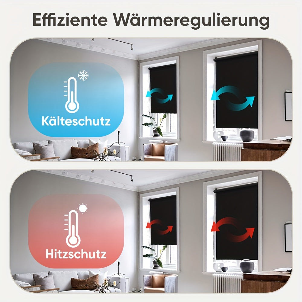 Persiana Blackout Sekey sin perforaciones, fijación con abrazadera, 55 cm de ancho, persiana lateral, protección contra el calor, pantalla de privacidad y protección solar, montaje en pared, montaje en techo, persiana con abrazadera para ventanas y puerta