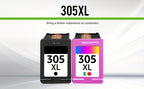 Cartucho de tinta remanufacturado de alto rendimiento 305XL para HP 305 305XL compatible con HP DeskJet 2700 2710 2720 2722 DeskJet Plus 4100 4120 4130 Envy 6000 6010 6020 6032 Envy Pro 6400 6420 - Negro y Tricolor