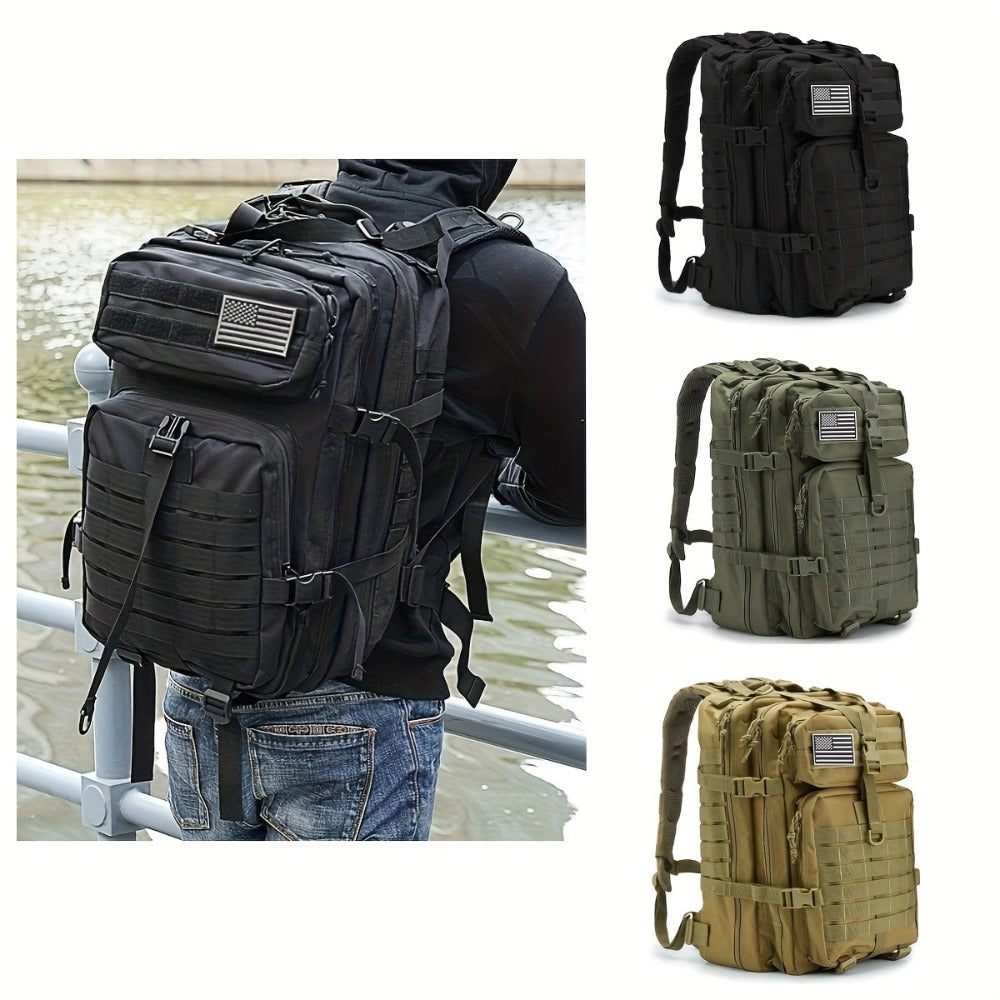 Mochila Táctica Negra de 45L para Deportes al Aire Libre, Senderismo y Excursionismo, Mochila Multifuncional con Cierre de Cremallera - Ideal para Senderismo de 3 Días, Trekking, Camping, Deportes al Aire Libre, Regalo de Cumpleaños