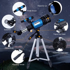 Telescopio Astronómico Profesional de Aumento 99X - Telescopio Monocular Portátil con Gran Apertura de 70 mm, Adecuado para la Educación Científica, Observación de Estrellas y Camping, Regalo Ideal de Navidad y Cumpleaños