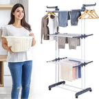 Tendedero de ropa, tendedero de ropa plegable vertical de 4 niveles con ruedas,se puede utilizar en interiores y exteriores.