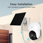 4 cámaras de seguridad de visión nocturna a color Laxihub, cámara de video PTZ Wifi, audio bidireccional, cámara de seguridad inalámbrica inteligente para el hogar con seguimiento de movimiento, alimentada por energía solar, monitoreo exterior y detección