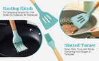 Juego de 19 piezas, Cuchillo de cocina, Juego de cocina, Juego de utensilios de cocina (Con mangos de madera), Juego de cocina de seguridad, Juego de herramientas de cocina antiadherentes, Utensilios de cocina modernos lavables, Utensilios de cocina, Adec