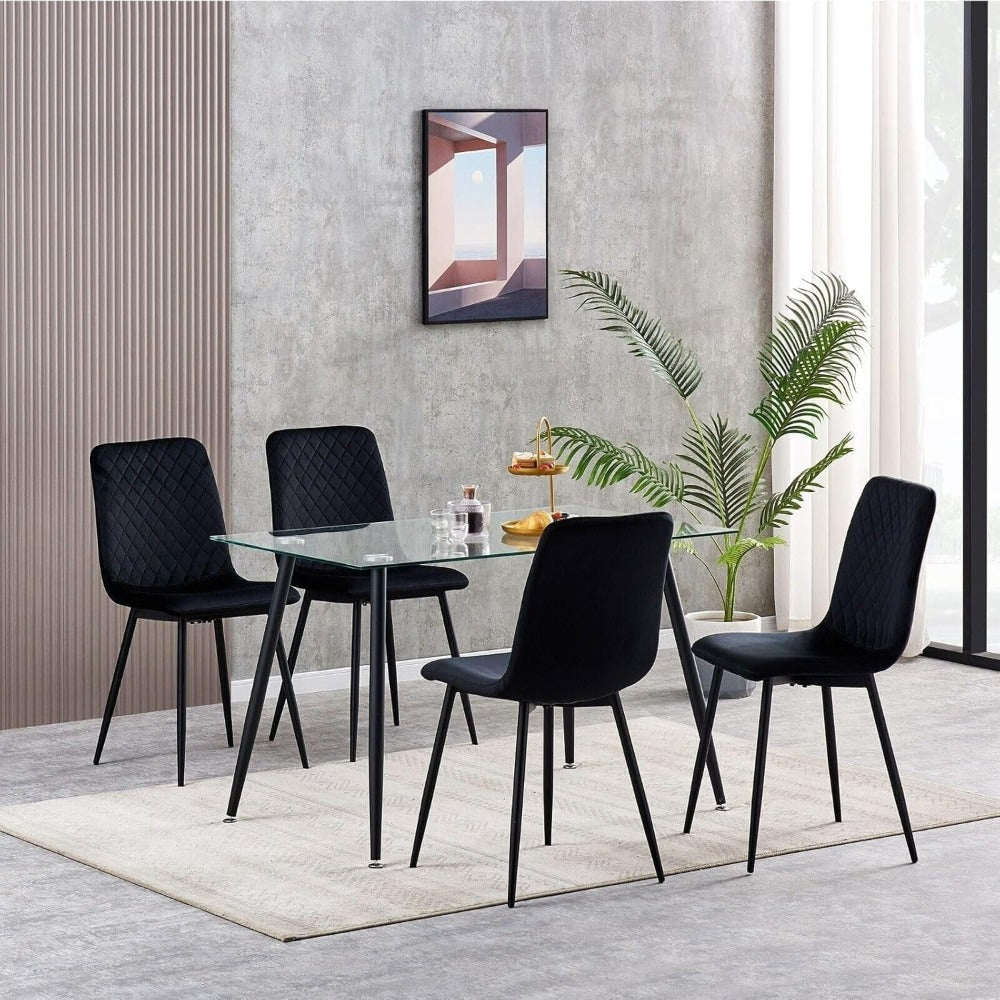 Sillas de comedor MCC Direct en conjunto de 4 piezas Hechas de terciopelo, patas de metal, sillas Lexi, sillas de diseño