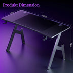 Mesa de trabajo para oficina, estaciones de trabajo para ordenador, escritorio de juego para ordenador en forma de A, estaciones de trabajo para escritorio de oficina con superficie de fibra de carbono, mesa de PC resistente para juegos y oficina, negro,
