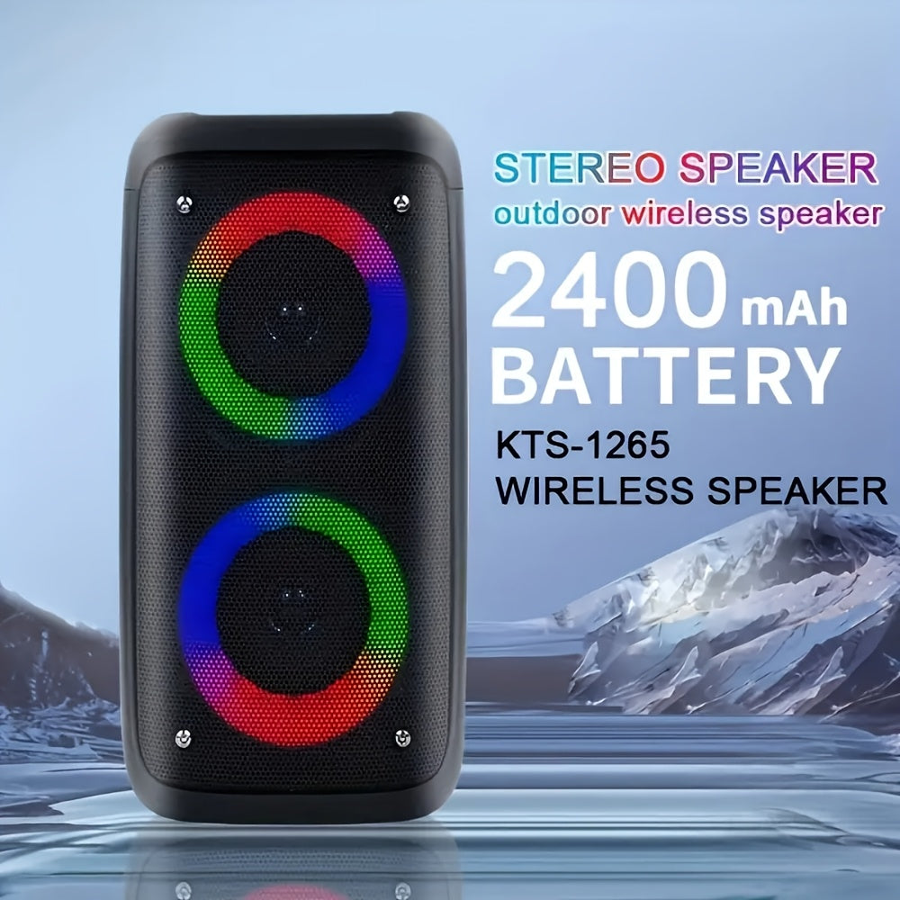 Altavoz Bluetooth | Altavoz Boombox Inalámbrico con Subwoofer: Gran Altavoz Estéreo para Exteriores Equipado con Iluminación RGB y Capacidad TWS