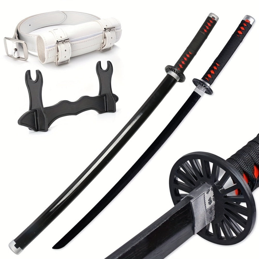Espadas Katana Anime de Bambú de 104.14cm No Afiladas, Múltiples Estilos Incluyen Cinturón y Soporte para Espada, Regalo de Navidad Halloween, Accesorios de Cosplay para Disfraces de Personajes