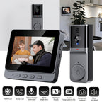 1pc Timbre Inalámbrico con Cámara Sin WiFi, Video Intercomunicador Inalámbrico con Pantalla IPS de 10.92cm, Lente Gran Angular, Audio Bidireccional, Visión Nocturna, Para Seguridad en el Hogar