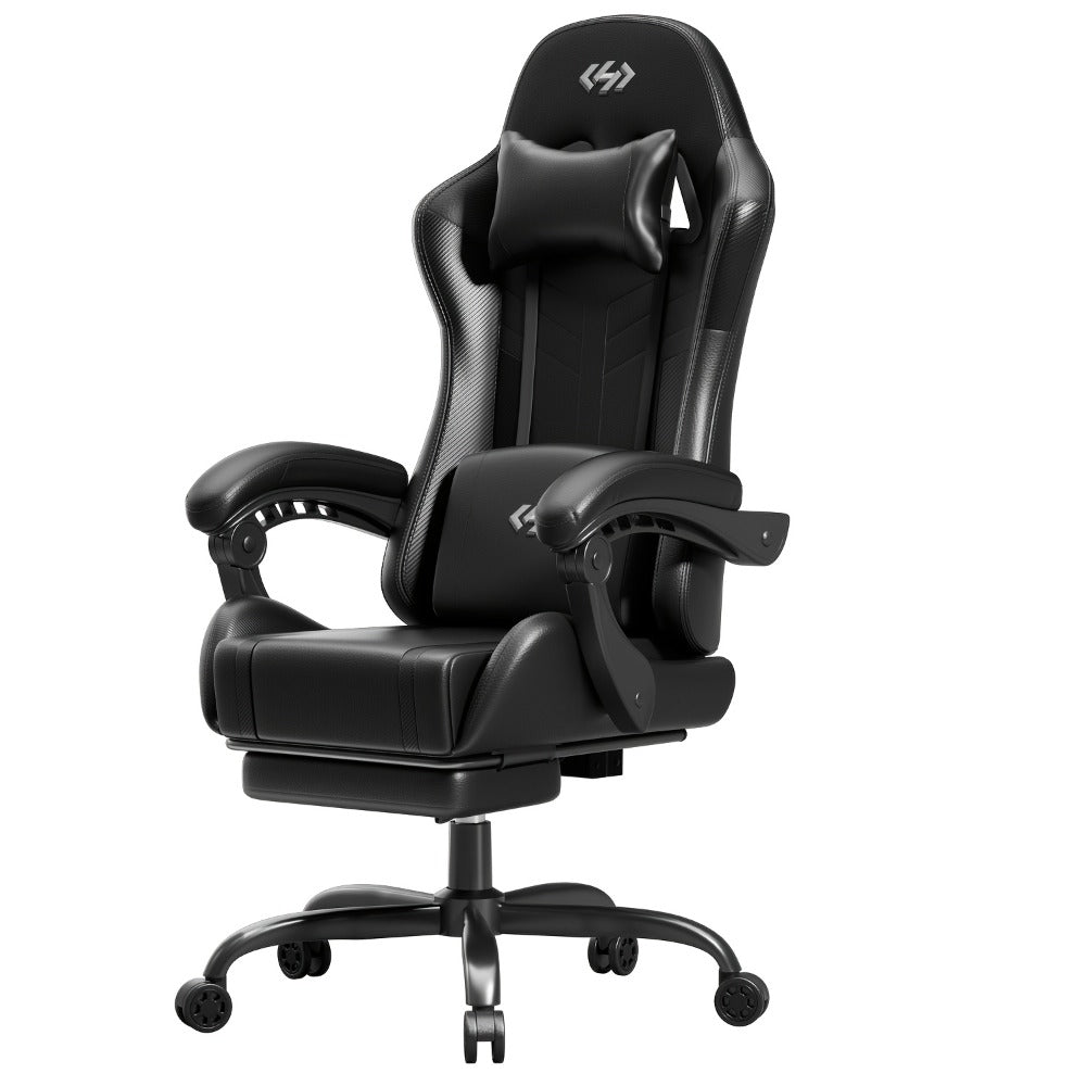 Silla Gaming con Masaje Lumbar Incorporado, Diseño Ergonómico Soporte Lumbar Ajustable y Reposacabezas, Silla de Computadora Giratoria de 360 Grados Reclinable para Oficina, Ideal para Juegos/Trabajo de Larga Duración