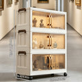 Gabinete de almacenamiento de arte, gabinete de almacenamiento de manualidades, gabinete de almacenamiento de arte con ruedas de 3/4/5 niveles, , plegable, apilable, con puerta transparente y manija dorada, gabinete organizador de manualidades, unidad de